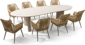 Tuinset 8 personen 300 cm Aluminium/rope Taupe Coco Vedra/Weave