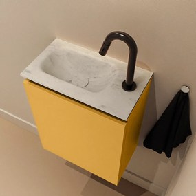 Mondiaz Ture DLux toiletmeubel 40cm ocher met wastafel opalo links met kraangat