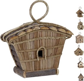 Decoratie vogelhuis - vogelhuisje - nestkast - hout - mini vogelhuis - hangend H