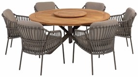 Taste by 4 Seasons Prado tuintafel terre met rond teak blad Ø 160 cm Tuintafel   bruin weerbestendig