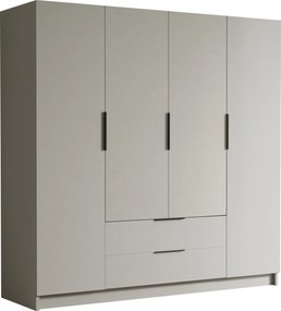 Kledingkast Closico 202, Zwart, Kasjmier, 216x200x60cm, 203 kg, Kledingkast deuren: Met scharnieren