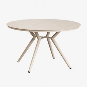 Valerie Ronde Aluminium Eettafel Tapioca Beige & Ø125 Cm - Sklum