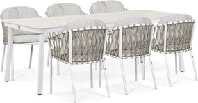 Tuinset 6 personen 220 cm Rope Wit Lifestyle Garden Furniture Morano/Tavona