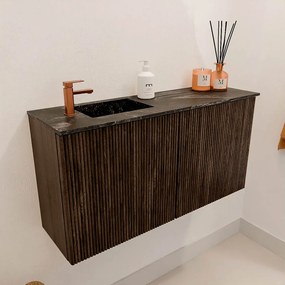 Mondiaz Joya DLux 80cm toiletmeubel walnut met wastafel faye links 1 kraangat lava