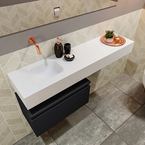 Mondiaz Andor toiletmeubel 60cm mat zwart met witte wastafel 120cm links zonder kraangat