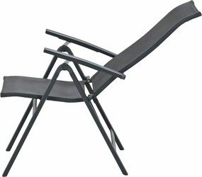 Garden Impressions Siena tuinstoel verstelbaar donker grijs - 2 stuks