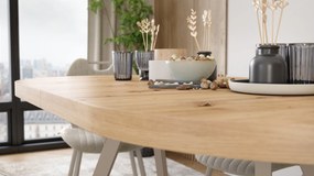 Mazzoni EXPANSO Artisan Eiken / kasjmier poten - OVALE UITSCHUIFTAFEL 160-360 cm VOOR 16-18 PERSONEN
