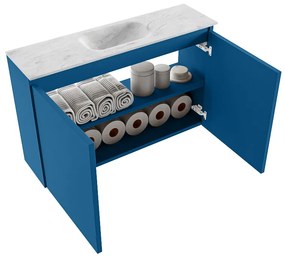 Mondiaz Ture DLux toiletmeubel 80cm jeans met wastafel opalo midden met kraangat