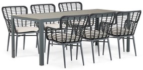 Tuinset 6 personen 200 cm Aluminium/Wicker Zwart De Laan Projects