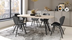 ALDO 100 Beige/Zwarte poten - RONDE LOFT/INDUSTRIËLE TAFEL VOOR WOONKAMER/EETKAMER, UITSCHUIFBAAR