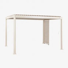 Bioclimatische Aluminiumpergola Met Lamellen En Druvia-paneel Tapioca Beige & Pergola Van 3x4 M Met 1 Paneel Van 90,5 Cm - Sklum