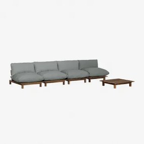 Tuinset Met 4-delige Modulaire Relax Tuinbank En Salontafel In Brina Acacia Hout Grijs – Antraciet - Sklum