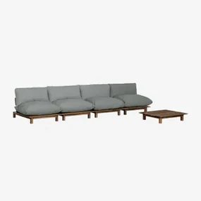 Tuinset Met 4-delige Modulaire Relax Tuinbank En Salontafel In Brina Acacia Hout Grijs – Antraciet - Sklum