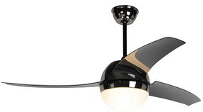Plafondventilator met lamp zwart-chrome met afstandsbediening - Bora Modern E27 rond Binnenverlichting Lamp