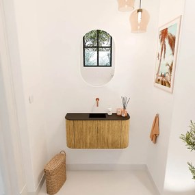 Mondiaz Joya 85cm toiletmeubel ronding links/rechts oak met wastafel faye midden zonder kraangat urban