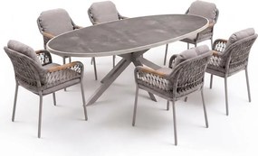 Ohio Monza dining tuinset 241x116xH74 cm 7 delig latte keramiek
