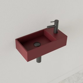 Sanigoods Nano fontein rechts wijn rood met kraangat 36x18cm