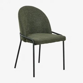 Pak Van 4 Grolet Gestoffeerde Eetkamerstoelen Bouclé Leger Groen - Sklum