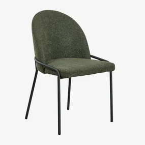 Pak Van 4 Grolet Gestoffeerde Eetkamerstoelen Bouclé Leger Groen - Sklum