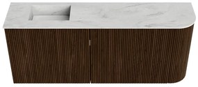 Mondiaz Joya DLux 100cm toiletmeubel ronding rechts walnut met wastafel faye links zonder kraangat opalo