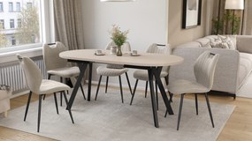 Mazzoni ALMO Kasjmier / zwarte poten - OVALE UITSCHUIFTAFEL 120-220 cm VOOR 10-12 PERSONEN
