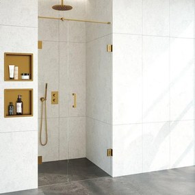 BRAUER Void nisdeur 2-delig helder glas 100x200 omkeerbaar met draaideur 60 aan muur incl. glascoating PVD goud GS-VON2H6040200GG