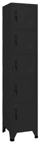 vidaXL Lockerkast 38x40x180 cm staal zwart