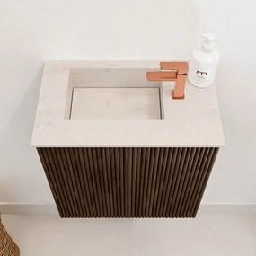 Mondiaz Joya DLux 40cm toiletmeubel walnut met wastafel faye links 1 kraangat meli