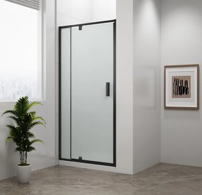 Polysan Easy Black douche draaideur mat glas 90x190cm zwart mat