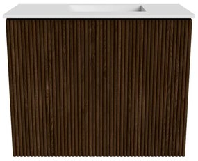 Mondiaz Joya 50cm toiletmeubel walnut met wastafel faye rechts zonder kraangat talc