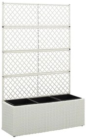 vidaXL Latwerkplantenbak verhoogd met 3 potten 83x30x130 cm rattan wit