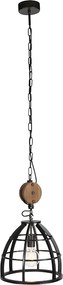 Arthur Industriële ronde hanglamp zwart staal 34,5 cm Industriele / Industrie / Industrial E27 Binnenverlichting Lamp