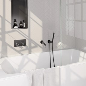 Brauer Stripe inbouw badkraan met drukknoppen en staafhanddouche gunmetal geborsteld PVD