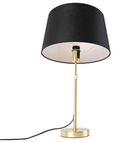 Tafellamp goud/messing met linnen kap zwart 35 cm - Parte Modern E27 cilinder / rond rond Binnenverlichting Lamp