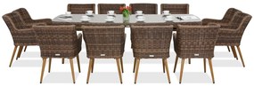 Exclusieve dining tuinset met grote tafel Córdoba voor 12 personen Garden Point bruin