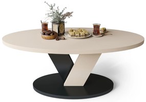LOVA Beige/Zwart - OVALE SALONTAFEL 110x60 cm MODERNE KOFFIETAFEL