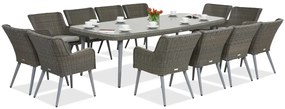 Exclusieve dining tuinset met grote tafel Córdoba voor 12 personen Garden Point grijs