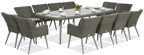 Exclusieve dining tuinset met grote tafel Córdoba voor 12 personen Garden Point grijs