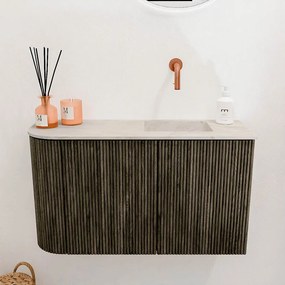 Mondiaz Joya DLux 70cm toiletmeubel ronding links shadow met wastafel faye rechts zonder kraangat ostra