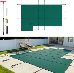 VEVOR Zwembadafdekking 5,49x10,36m Geschikt voor zwembadgrootte 14,88x9,75m Zwembadafdekking van PP Veiligheidsafdekking Winterafdekking Ideaal voor zwembaden thuis in de tuin of hotel
