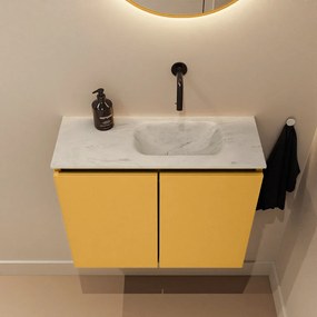 Mondiaz Ture DLux toiletmeubel 60cm ocher met wastafel opalo rechts zonder kraangat