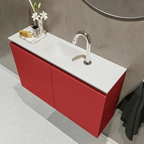 Mondiaz Ture 80cm toiletmeubel fire met wastafel talc midden 1 kraangat