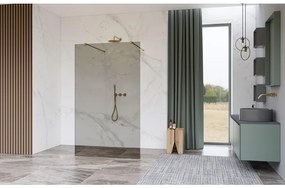 Fortifura Galeria Vrijstaande Inloopdouche - 160x200cm - Rookglas - antikalk - 8mm veiligheidsglas - wandsteunen - Geborsteld Messing PVD (Goud) SW927770 2x/SW797942
