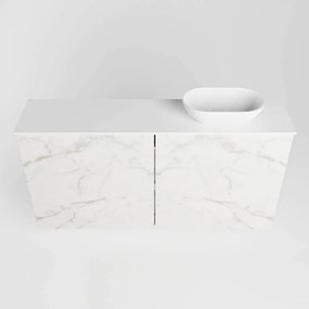 Mondiaz Fowy toiletmeubel 100cm Carrara met witte waskom rechts zonder kraangat