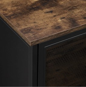 Nancy's Boston 2 Opbergkast - Commode Kasten - Boekenkast - Dressoir - Kast met 3 Planken - 4 Metalen Deuren - (75 x 33 x 80 cm)