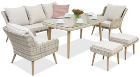 Bilbao Apetito tuinmeubelen 5 + 2 Garden Point poefs zand