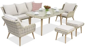 Bilbao Apetito tuinmeubelen 5 + 2 Garden Point poefs zand