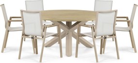 Tuinset Ronde Tuintafel 6 personen 160 cm Aluminium Zand/Beige Lifestyle Garden Furniture Fiora/Rockville