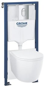 Grohe Bau toiletset diepspoel - rimless - Grohe Rapid SL inbouwreservoir - softclose toiletzitting - bedieningsplaat chroom 103849sh00