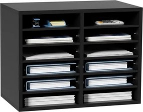 VEVOR Brievenbak Bureau-organizer 520 x 305 x 410 mm, 2,3–5,6 cm Verstelbaar A4 Stapelbaar Liggend, Papierbak, Opbergsysteem voor Bureau-archivering, Bak (Zwart, 2 x 6 Vakken)